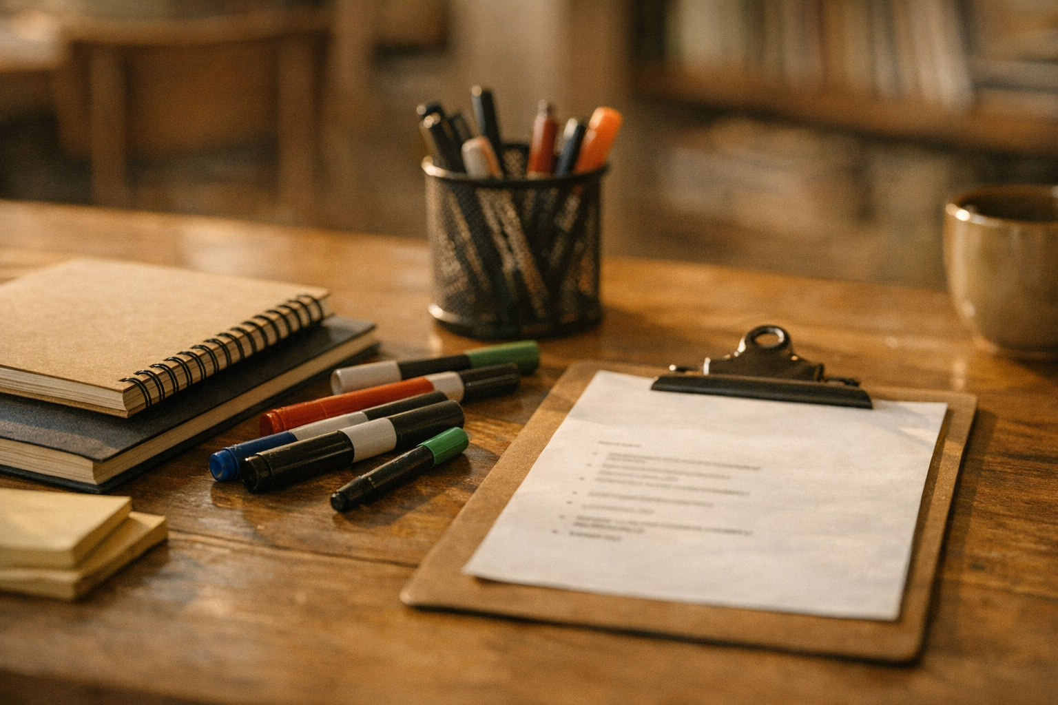 Detalle: cuadernos, notas y trabajo colaborativo docente